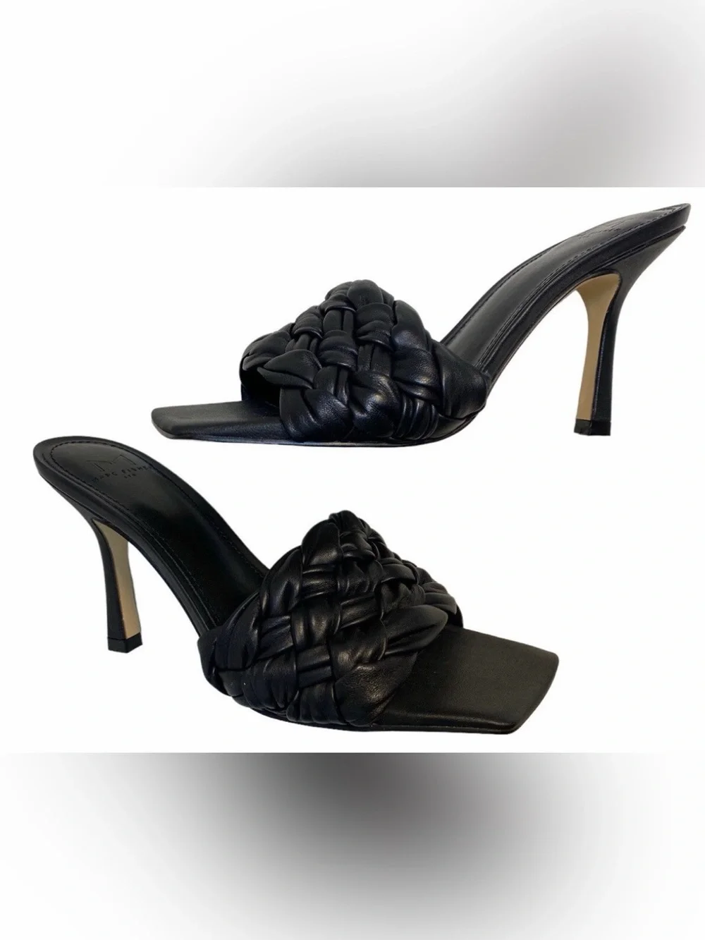 Braided Woven Black Open Toe Heels